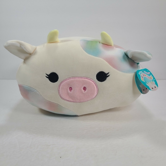 Squishmallow 12" Stackable Candess The Cow White Tie Dye Easter Edition Plush - Picture 1 of 12